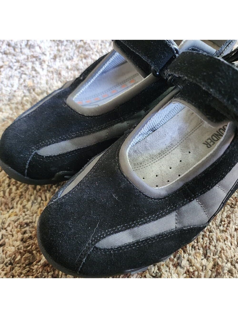 Allrounder by Mephisto Niro Black Suede Mesh Mary Jane Walking Shoes Women 8.5